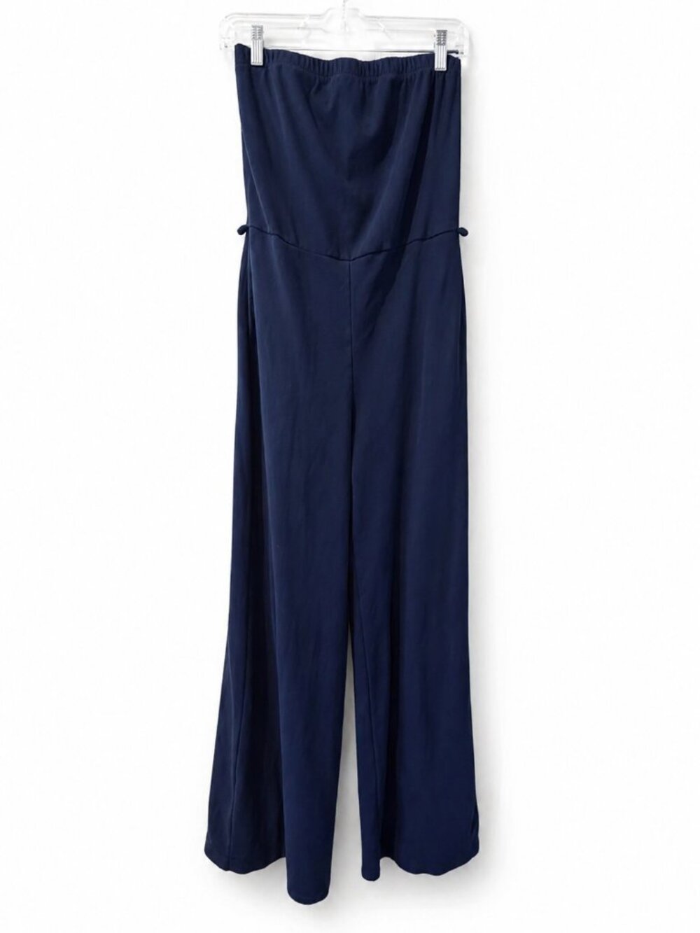 Go Couture Navy Blue Women's Strapless Jumpsuit Women's Wide Leg - Large
